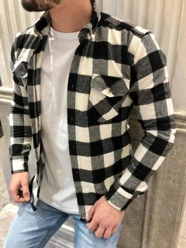 Stylish Men's Vintage Checkered Long Sleeve Shirt for Effortless Casual Chic - MENLL